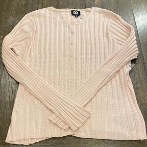 Dee Ocleppo Light Pink Ribbed Button-Front Cardigan